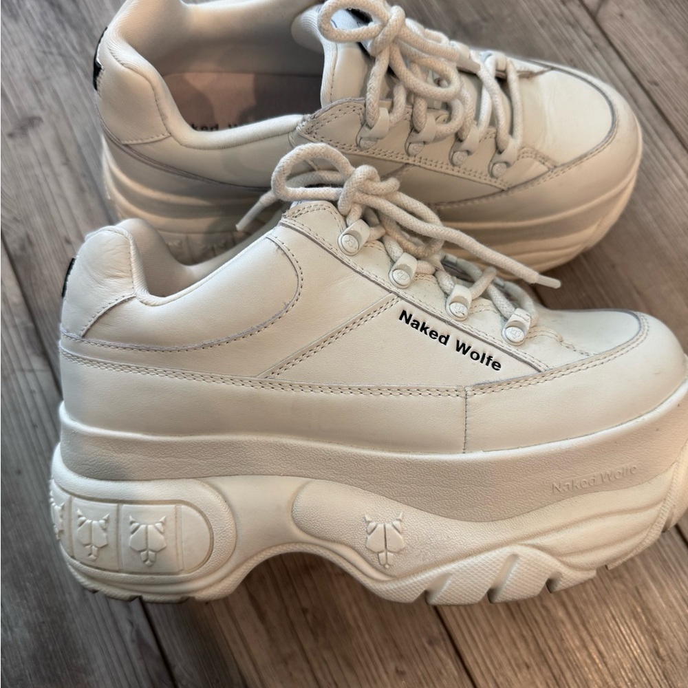 Naked Wolfe Women's Off-White Platform Sneakers